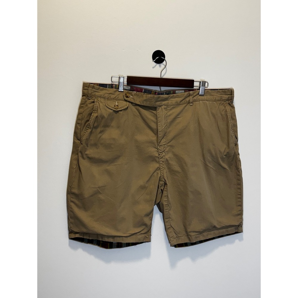Polo Ralph Lauren Reversible Shorts Mens 40 Khaki Tan Madras Plaid Classic Fit